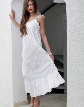 Платье летнее длинное "Амели" Белое на завязках
