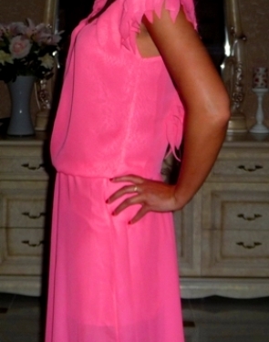 Шифоновое платье в пол Розовое