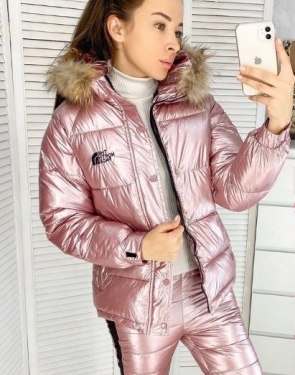 Зимний спортивный костюм Куртка и штаны / Розовый металлик