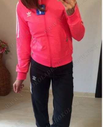 Женский спортивный костюм "Адидас" Графит+розовый